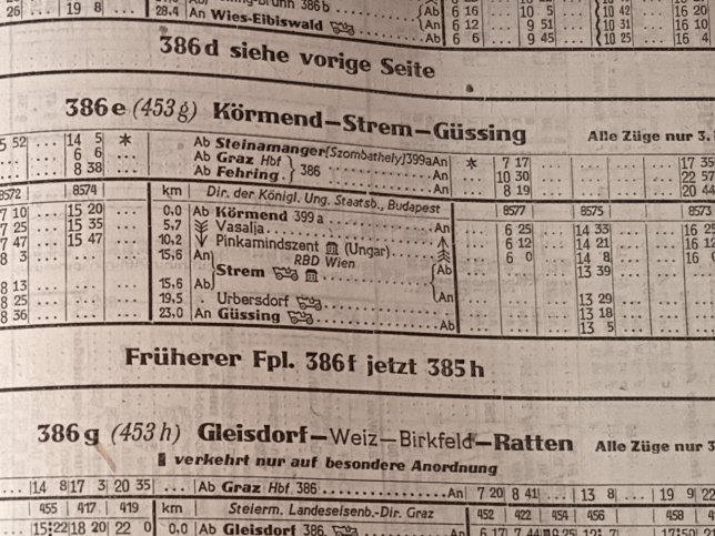 Gssinger Bahn, Fahrplan