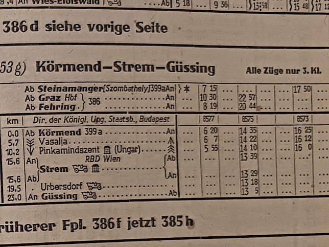 Gssinger Bahn, Fahrplan