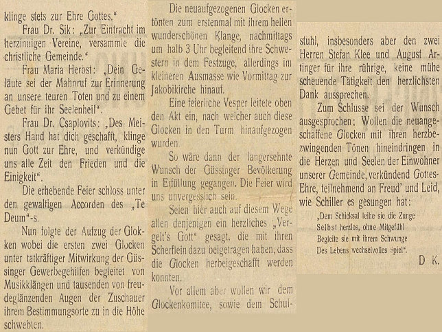 Glockenweihe in Gssing, 6.9.1925